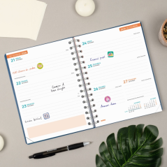 Agenda scolaire Finocam Cosmo Flex 26/27 en catalan - Vue hebdomadaire horizontale - Format A4 - 155 x 212 mm - Couverture en po
