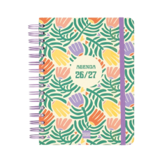 Agenda scolaire Finocam Cosmo Cart 26/27 - 1 jour par page - 4e format - 155 x 212 mm - Couverture cartonnée lignée - Papier 80