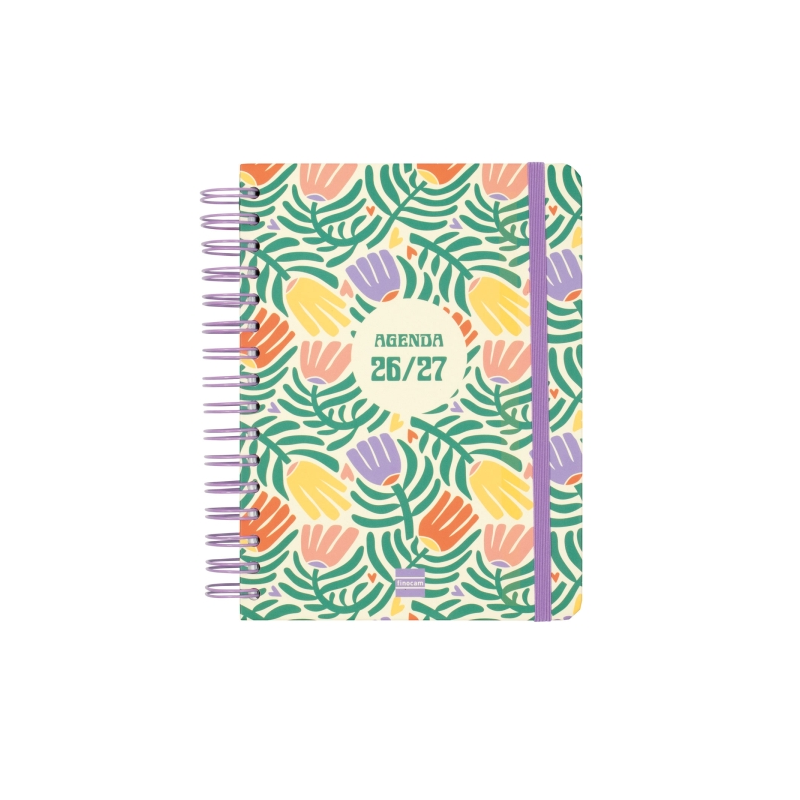 Agenda scolaire Finocam Cosmo Cart 26/27 - 1 jour par page - 4e format - 155 x 212 mm - Couverture cartonnée lignée - Papier 80