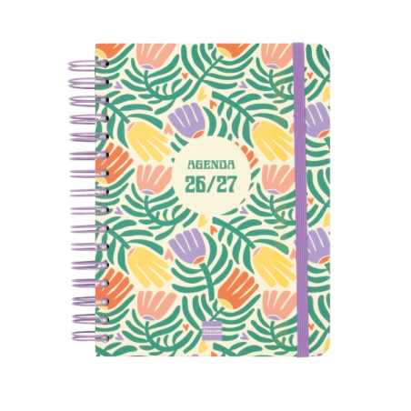 Agenda scolaire Finocam Cosmo Cart 26/27 - 1 jour par page - 4e format - 155 x 212 mm - Couverture cartonnée lignée - Papier 80