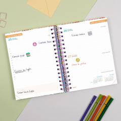 Agenda scolaire Finocam Cosmo Cart 26/27 - 1 jour par page - 4e format - 155 x 212 mm - Couverture cartonnée lignée - Papier 80