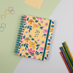 Agenda scolaire Finocam Cosmo Cart 26/27 - 1 jour par page - 4e format - 155 x 212 mm - Couverture cartonnée lignée - Papier 80