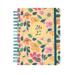 Agenda scolaire Finocam Cosmo Cart 26/27 en catalan - 1 jour par page - 4e format - 155 x 212 mm - Couverture cartonnée lignée -