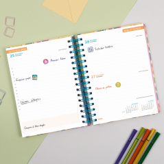 Agenda scolaire Finocam Cosmo Cart 26/27 en catalan - 1 jour par page - 4e format - 155 x 212 mm - Couverture cartonnée lignée -