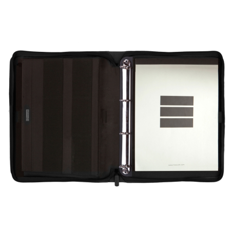 Porte-documents portable Finocam Série 00 J964 - Anneaux 4 x 16 mm - Fermeture éclair - Format A4 (210 x 297 mm) - Bloc-notes -