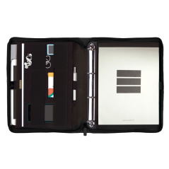 Porte-documents portable Finocam Série 00 J964 - Anneaux 4 x 16 mm - Fermeture éclair - Format A4 (210 x 297 mm) - Bloc-notes -