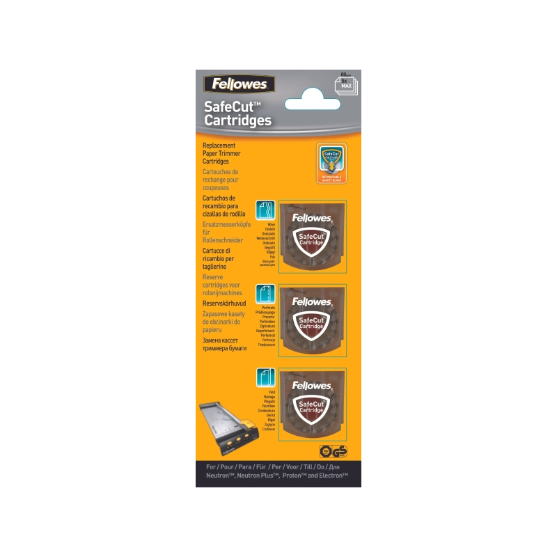Fellowes Pack de 3 Cuchillas de Repuesto para Cizalla - Corte Microperforado - Corte Plegado - Corte Ondulado - Cuchilla Encapsu