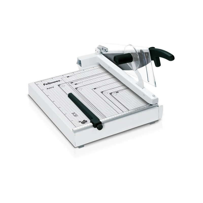 Fellowes Astro Guillotina de Papel - Formato A4 - Base Metalica - Protector Transparente - Corte Ajustable - Seguro Automatico -