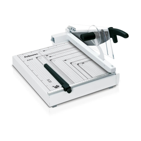Fellowes Astro Guillotina de Papel - Formato A4 - Base Metalica - Protector Transparente - Corte Ajustable - Seguro Automatico -