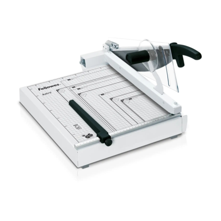 Fellowes Astro Guillotina de Papel - Formato A4 - Base Metalica - Protector Transparente - Corte Ajustable - Seguro Automatico -