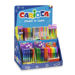 Carioca Fiorella Display Comprend 5 OOPS Easy Blister de 3 unités Bleu Rouge, 7 OOPS Easy Blister de 6 unités, 7 Fiorella Métall