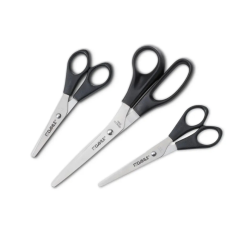 Ciseaux Dahle Home en acier inoxydable (lot de 3) 13, 15 et 20 cm - Lames tranchantes - Manches en plastique ABS - Noir