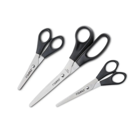 Ciseaux Dahle Home en acier inoxydable (lot de 3) 13, 15 et 20 cm - Lames tranchantes - Manches en plastique ABS - Noir