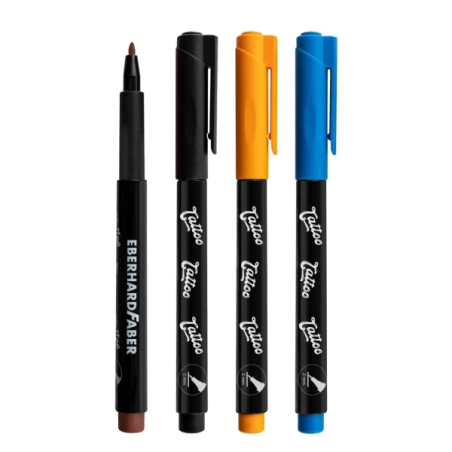Eberhard Faber Tattoo Marker Beach Pack de 4 marqueurs pour tatouages temporaires + 4 pochoirs avec plus de 20 motifs - Temps de