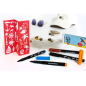 Eberhard Faber Tattoo Marker Beach Pack de 4 marqueurs pour tatouages temporaires + 4 pochoirs avec plus de 20 motifs - Temps de