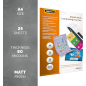 Fellowes Admire Pack de 25 Fundas para Plastificar - Formato A4 - Efecto Mate Antirreflejos - 80 micras - Transparente