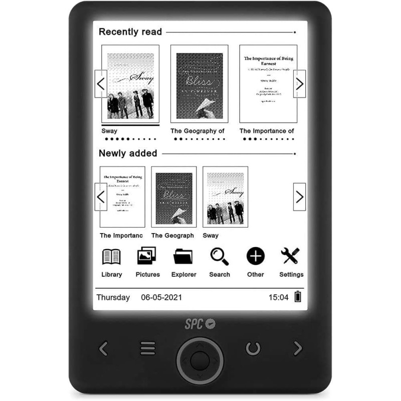 Ebook SPC Dickens Light 2 - Écran rétroéclairé 6" - Stockage illimité - Fin et léger - Autonomie d'un mois - Fonctions pratiques