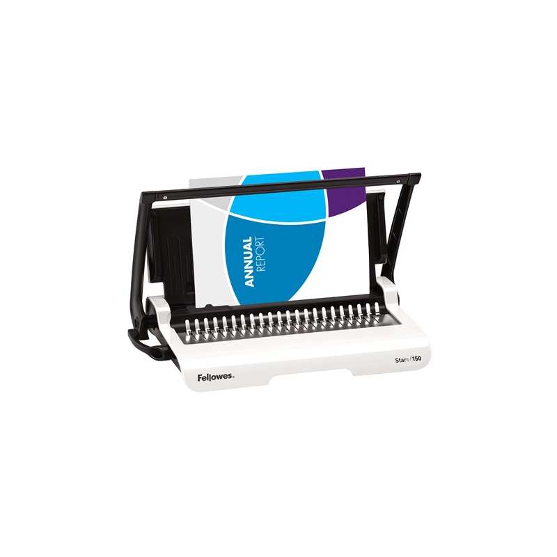 Relieuse manuelle à peigne plastique Fellowes Star+ 150 (format A4) - Perfore jusqu'à 15 feuilles - Relie jusqu'à 150 feuilles
