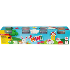 Pack Mini Kids Eberhard Faber avec 4 pots de 140 g de pâte à modeler - 97 % d'ingrédients naturels - Couleurs orange, violet, ro