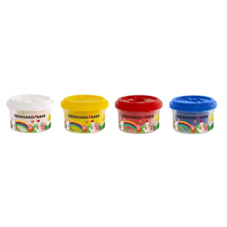 Pack Mini Kids Eberhard Faber avec 4 pots de 50 g de pâte à modeler + 2 outils - 90 % d'ingrédients naturels - Facile à nettoyer