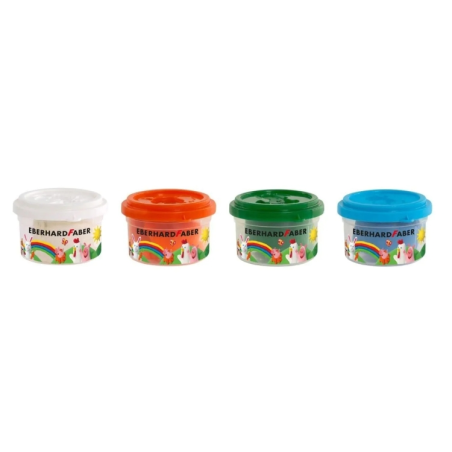Pack Mini Kids Eberhard Faber avec 4 pots de 50 g de pâte à modeler + 2 outils - 90 % d'ingrédients naturels - Facile à laver -