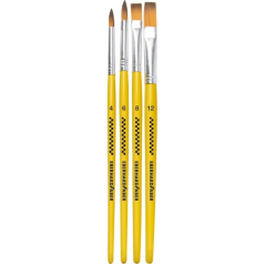 Lot de 4 pinceaux en poils synthétiques Eberhard Winner Faber, tailles 4, 6, 8 et 12, virole en aluminium