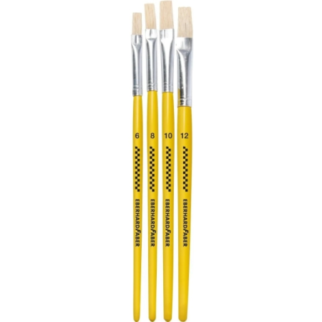 Lot de 4 pinceaux à poils Eberhard Faber Winner, tailles 6, 8, 10 et 12, virole en aluminium