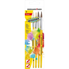 Lot de 4 pinceaux en soies et poils de poney Eberhard Faber Winner, tailles 8 et 12, virole en aluminium