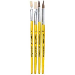 Lot de 4 pinceaux en soies et poils de poney Eberhard Faber Winner, tailles 8 et 12, virole en aluminium