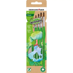Eberhard Faber Green Winner Lot de 4 pinceaux en poils synthétiques Tailles 0, 1, 2, 4 - Poignée ergonomique - Fabriqué avec 60