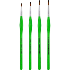 Eberhard Faber Green Winner Lot de 4 pinceaux en poils synthétiques Tailles 0, 1, 2, 4 - Poignée ergonomique - Fabriqué avec 60