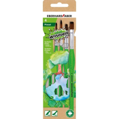 Eberhard Faber Green Winner Lot de 4 pinceaux en poils synthétiques tailles 4, 6, 8, 12 - Poignée ergonomique - Fabriqué avec 60