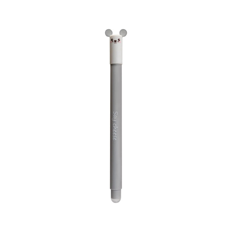 LOT de 6 Eberhard Faber Animal Efface-le ! Stylo à encre gel bleu effaçable - Course de 0,7 mm - Toucher doux - Motif souris