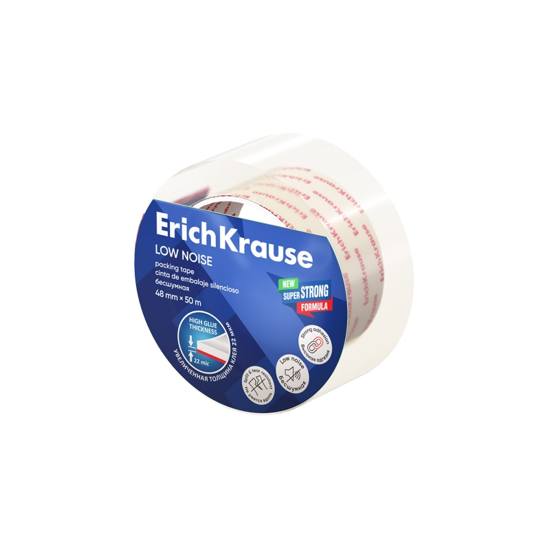 Ruban d'étanchéité à faible bruit Erichkrause - 48 mm x 50 m - Couleur transparente