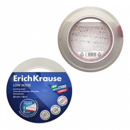 Ruban d'étanchéité à faible bruit Erichkrause - 48 mm x 50 m - Couleur transparente