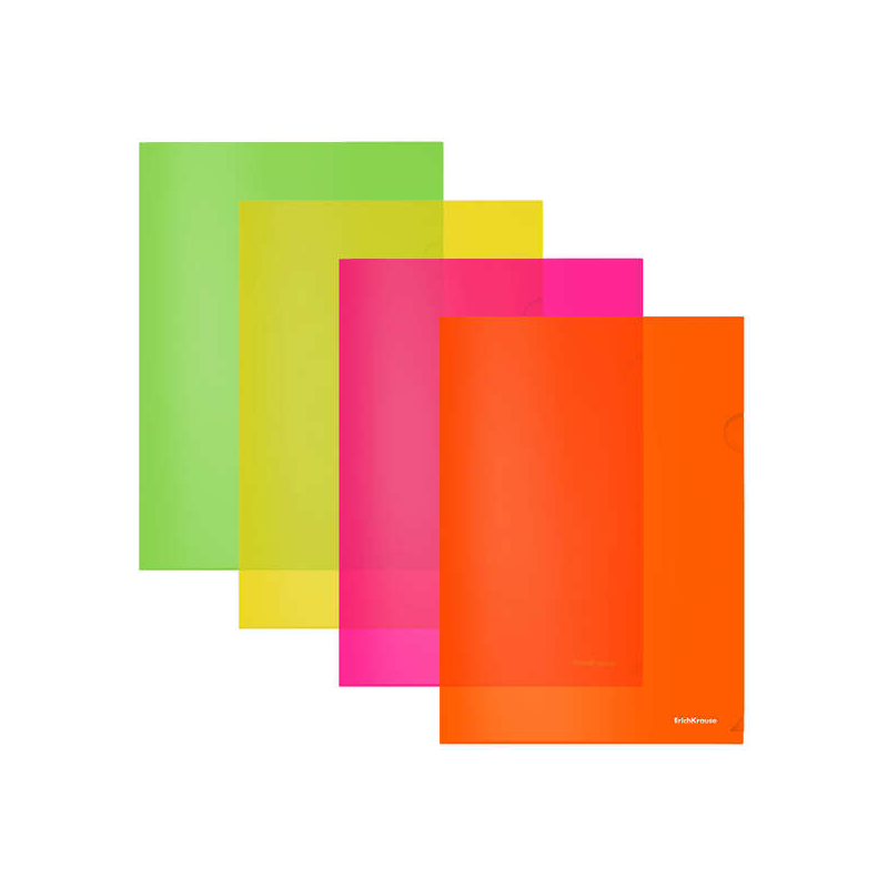 Erichkrause Lot de 12 Dossiers Fluo - A4 Semi-Transparentes - Couleurs Assorties