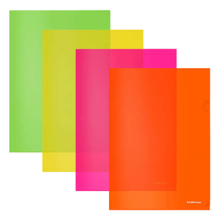 Erichkrause Lot de 12 Dossiers Fluo - A4 Semi-Transparentes - Couleurs Assorties
