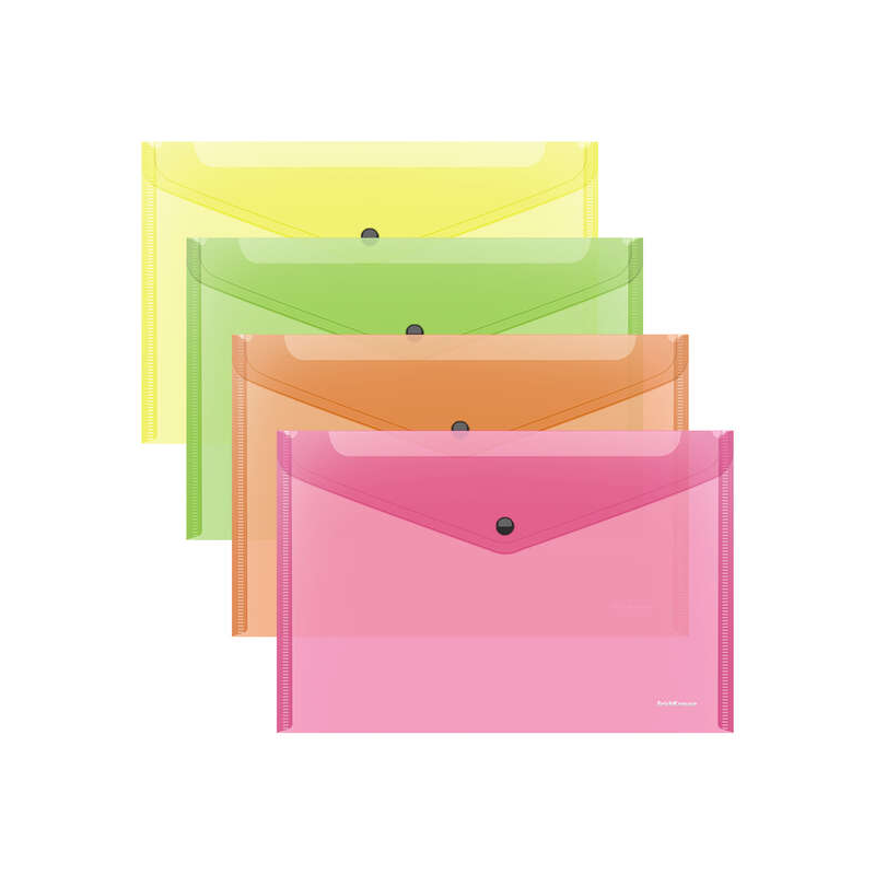 Erichkrause Lot de 12 Enveloppes Fluo Brillantes - Taille A4 - Semi-transparent - Couleurs Assorties - Couleur Assortie