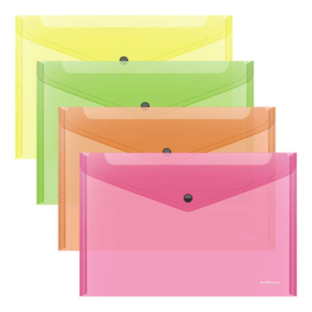 Erichkrause Lot de 12 Enveloppes Fluo Brillantes - Taille A4 - Semi-transparent - Couleurs Assorties - Couleur Assortie