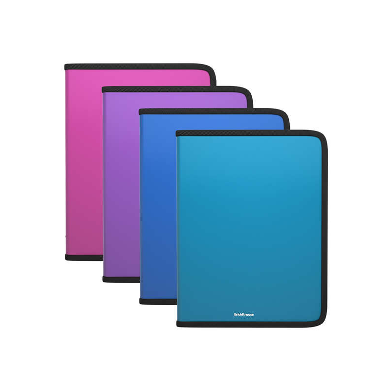 Erichkrause Lot de 4 Chemises Zip Matt Vivid - A4+ - Couleurs Assorties