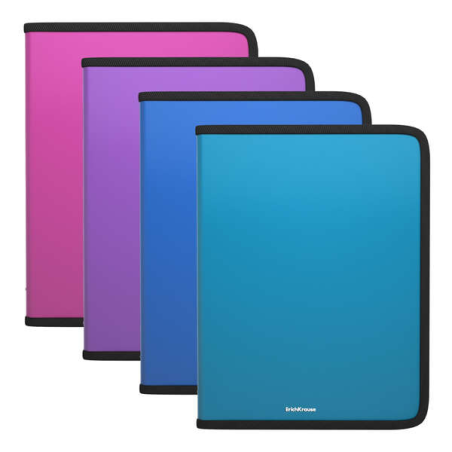 Erichkrause Lot de 4 Chemises Zip Matt Vivid - A4+ - Couleurs Assorties
