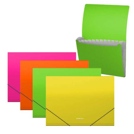 Erichkrause Pack de 4 Classeurs Néon Mat - 12 Couvertures - Format A4 - Couleurs Assorties