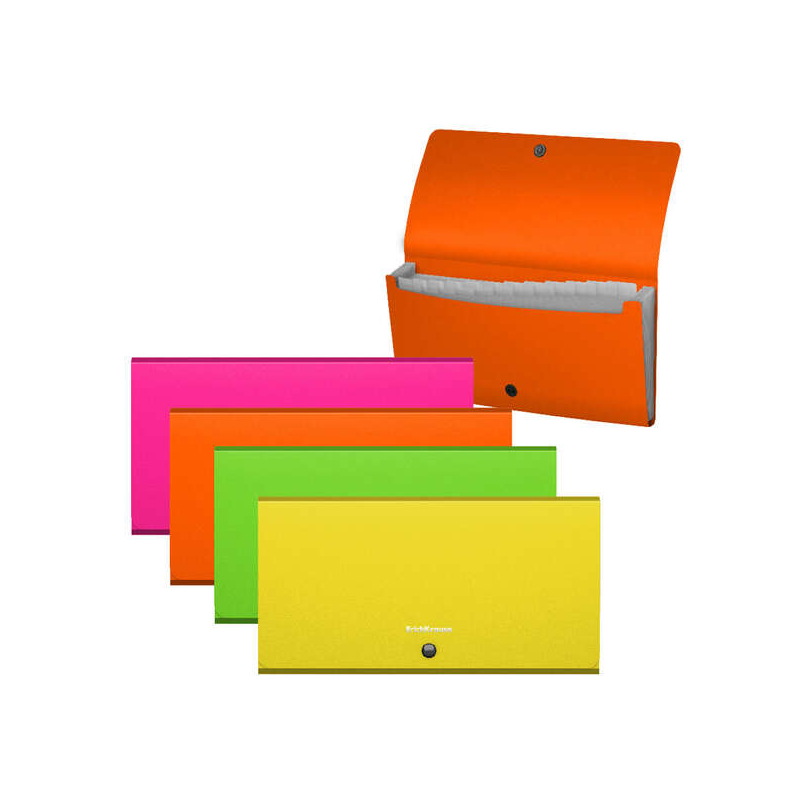 Erichkrause Pack de 4 Classeurs Matt Neon - 12 Pochettes - Taille Check - Couleurs Assorties