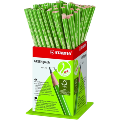 Coffret Stabilo GREENgraph avec 60 crayons graphite - Mine HB 2,2 mm - Bois 100 % issu de forêts gérées durablement - Corps vert