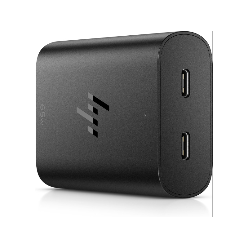 Chargeur HP 65 W GaN USB-C - 2 ports de charge simultanée - Design compact et léger - Noir