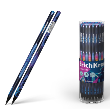 LOT de 42 Crayon graphite triangulaire Erichkrause Cyber Game HB - Mine 2,2 mm - 2 modèles assortis