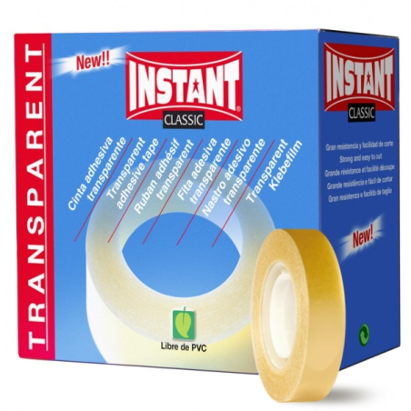 LOT de 24 Ruban adhésif transparent Instant Classic 12 mm x 33 m - Sans PVC - Transparent