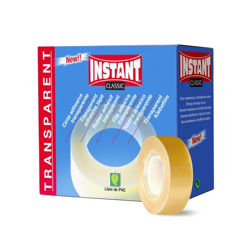 LOT de 16 Ruban adhésif transparent Instant Classic 19 mm x 33 m - Sans PVC - Transparent