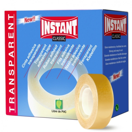 LOT de 16 Ruban adhésif transparent Instant Classic 19 mm x 33 m - Sans PVC - Transparent