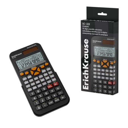Calculatrice scientifique classique ErichKrause SC-222 avec écran LCD à 10 chiffres - 240 fonctions intégrées - Fonctionne à l'é